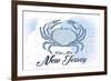 Cape May, New Jersey - Crab - Blue - Coastal Icon-Lantern Press-Framed Premium Giclee Print