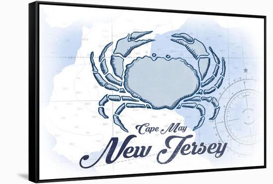 Cape May, New Jersey - Crab - Blue - Coastal Icon-Lantern Press-Framed Stretched Canvas