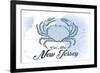 Cape May, New Jersey - Crab - Blue - Coastal Icon-Lantern Press-Framed Art Print