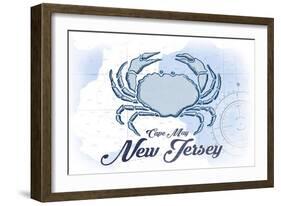 Cape May, New Jersey - Crab - Blue - Coastal Icon-Lantern Press-Framed Art Print