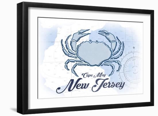 Cape May, New Jersey - Crab - Blue - Coastal Icon-Lantern Press-Framed Art Print