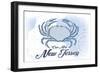 Cape May, New Jersey - Crab - Blue - Coastal Icon-Lantern Press-Framed Art Print