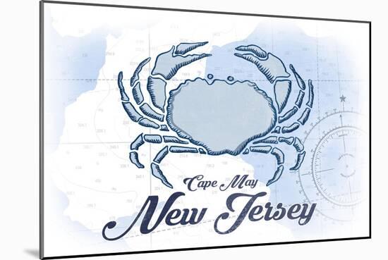 Cape May, New Jersey - Crab - Blue - Coastal Icon-Lantern Press-Mounted Art Print