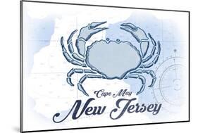 Cape May, New Jersey - Crab - Blue - Coastal Icon-Lantern Press-Mounted Art Print