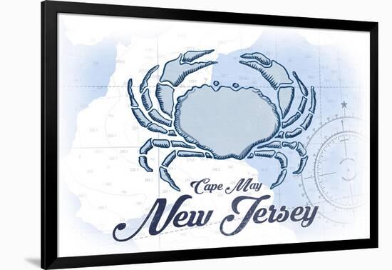 Cape May, New Jersey - Crab - Blue - Coastal Icon-Lantern Press-Framed Art Print