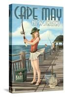 Cape May, New Jersey - Fishing Pinup Girl-Lantern Press-Stretched Canvas