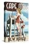 Cape May, New Jersey - Lifeguard Pinup Girl-Lantern Press-Stretched Canvas