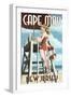 Cape May, New Jersey - Lifeguard Pinup Girl-Lantern Press-Framed Art Print