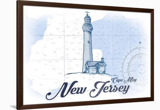 Cape May, New Jersey - Lighthouse - Blue - Coastal Icon-Lantern Press-Framed Art Print