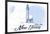 Cape May, New Jersey - Lighthouse - Blue - Coastal Icon-Lantern Press-Framed Art Print