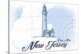 Cape May, New Jersey - Lighthouse - Blue - Coastal Icon-Lantern Press-Stretched Canvas