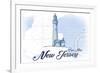 Cape May, New Jersey - Lighthouse - Blue - Coastal Icon-Lantern Press-Framed Premium Giclee Print