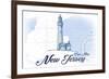 Cape May, New Jersey - Lighthouse - Blue - Coastal Icon-Lantern Press-Framed Premium Giclee Print