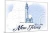 Cape May, New Jersey - Lighthouse - Blue - Coastal Icon-Lantern Press-Mounted Premium Giclee Print