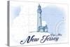 Cape May, New Jersey - Lighthouse - Blue - Coastal Icon-Lantern Press-Stretched Canvas