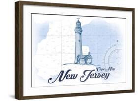 Cape May, New Jersey - Lighthouse - Blue - Coastal Icon-Lantern Press-Framed Art Print