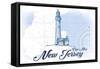 Cape May, New Jersey - Lighthouse - Blue - Coastal Icon-Lantern Press-Framed Stretched Canvas