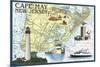Cape May, New Jersey - Nautical Chart-Lantern Press-Mounted Premium Giclee Print