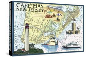 Cape May, New Jersey - Nautical Chart-Lantern Press-Stretched Canvas