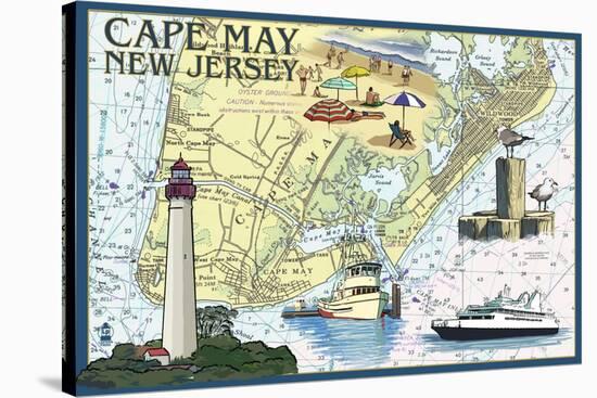 Cape May, New Jersey - Nautical Chart-Lantern Press-Stretched Canvas