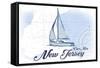 Cape May, New Jersey - Sailboat - Blue - Coastal Icon-Lantern Press-Framed Stretched Canvas