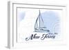 Cape May, New Jersey - Sailboat - Blue - Coastal Icon-Lantern Press-Framed Art Print