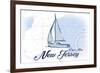 Cape May, New Jersey - Sailboat - Blue - Coastal Icon-Lantern Press-Framed Premium Giclee Print