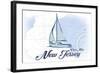 Cape May, New Jersey - Sailboat - Blue - Coastal Icon-Lantern Press-Framed Art Print
