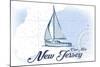 Cape May, New Jersey - Sailboat - Blue - Coastal Icon-Lantern Press-Mounted Art Print