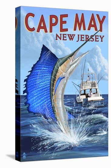 Cape May, New Jersey - Sailfish Deep Sea Fishing-Lantern Press-Stretched Canvas