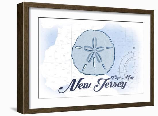 Cape May, New Jersey - Sand Dollar - Blue - Coastal Icon-Lantern Press-Framed Art Print