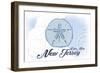 Cape May, New Jersey - Sand Dollar - Blue - Coastal Icon-Lantern Press-Framed Art Print