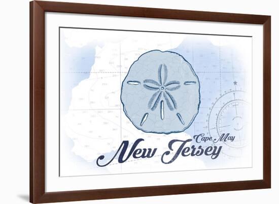 Cape May, New Jersey - Sand Dollar - Blue - Coastal Icon-Lantern Press-Framed Premium Giclee Print