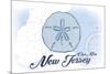 Cape May, New Jersey - Sand Dollar - Blue - Coastal Icon-Lantern Press-Mounted Premium Giclee Print