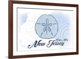 Cape May, New Jersey - Sand Dollar - Blue - Coastal Icon-Lantern Press-Framed Art Print