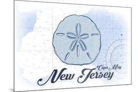Cape May, New Jersey - Sand Dollar - Blue - Coastal Icon-Lantern Press-Mounted Art Print