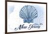 Cape May, New Jersey - Scallop Shell - Blue - Coastal Icon-Lantern Press-Framed Art Print