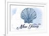 Cape May, New Jersey - Scallop Shell - Blue - Coastal Icon-Lantern Press-Framed Premium Giclee Print