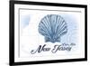 Cape May, New Jersey - Scallop Shell - Blue - Coastal Icon-Lantern Press-Framed Art Print