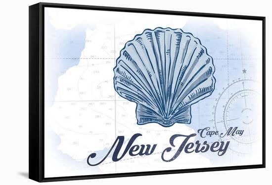 Cape May, New Jersey - Scallop Shell - Blue - Coastal Icon-Lantern Press-Framed Stretched Canvas