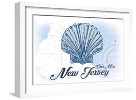 Cape May, New Jersey - Scallop Shell - Blue - Coastal Icon-Lantern Press-Framed Art Print