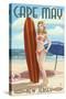 Cape May, New Jersey - Surfing Pinup Girl-Lantern Press-Stretched Canvas