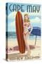 Cape May, New Jersey - Surfing Pinup Girl-Lantern Press-Stretched Canvas
