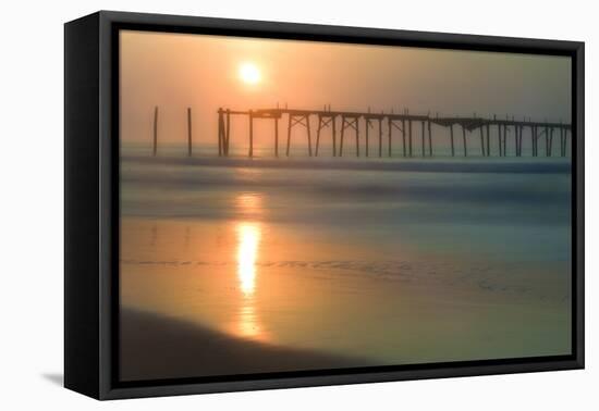 Cape May, New Jersey, USA, morning, pier, sunrise-Sheila Haddad-Framed Stretched Canvas