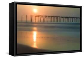 Cape May, New Jersey, USA, morning, pier, sunrise-Sheila Haddad-Framed Stretched Canvas
