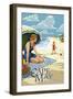 Cape May, New Jersey - Woman on Beach-Lantern Press-Framed Art Print
