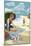 Cape May, New Jersey - Woman on Beach-Lantern Press-Mounted Art Print