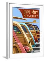 Cape May, New Jersey - Woodies Lined Up-Lantern Press-Framed Art Print