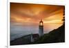 Cape Meares Lighthouse at golden hour, Tillamook County, Oregon, USA-Panoramic Images-Framed Photographic Print