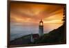 Cape Meares Lighthouse at golden hour, Tillamook County, Oregon, USA-Panoramic Images-Framed Photographic Print